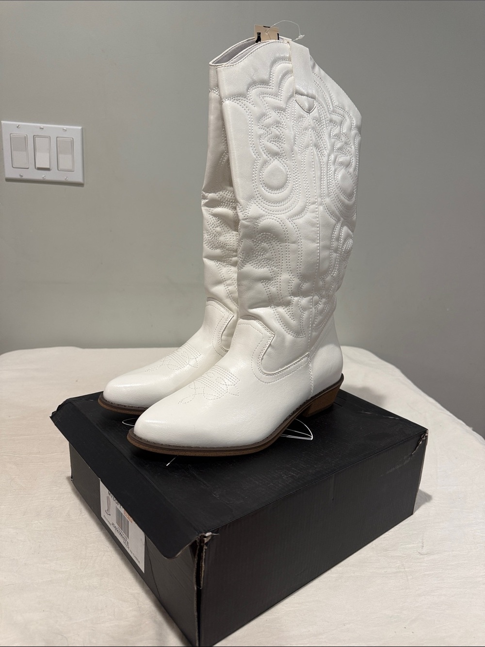 Brand New White Western Knee-High Boots
